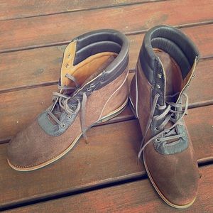 Helm Welden brown suede boots, never worn